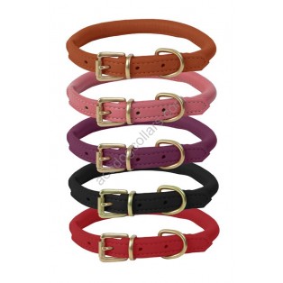 Ace Super Soft Rolled Italian Leather Dog Collar : (brass buckle) 